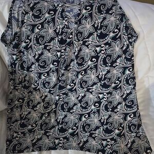 Cato Plus 22/24W Blue and White Patterned Garment sleeveless